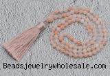 GMN235 Hand-knotted 6mm pink aventurine 108 beads mala necklaces with tassel