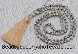 GMN237 Hand-knotted 6mm dalmatian jasper 108 beads mala necklaces with tassel