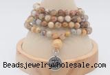 GMN2406 Hand-knotted 6mm yellow crazy agate 108 beads mala necklace with charm