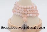 GMN2421 Hand-knotted 6mm pink aventurine 108 beads mala necklace with charm