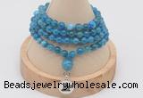 GMN2434 Hand-knotted 6mm apatite 108 beads mala necklace with charm