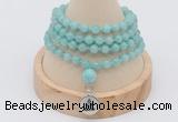 GMN2435 Hand-knotted 6mm amazonite 108 beads mala necklace with charm