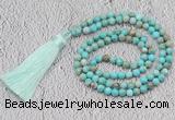 GMN245 Hand-knotted 6mm sea sediment jasper 108 beads mala necklaces with tassel