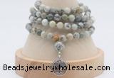 GMN2451 Hand-knotted 6mm artistic jasper 108 beads mala necklaces with charm