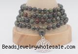 GMN2454 Hand-knotted 6mm dragon blood jasper 108 beads mala necklaces with charm