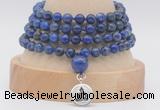 GMN2476 Hand-knotted 6mm lapis lazuli 108 beads mala necklaces with charm