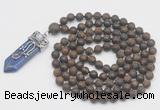 GMN2615 Hand-knotted 8mm, 10mm matte bronzite 108 beads mala necklace with pendant