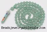 GMN2620 Hand-knotted 8mm, 10mm matte green aventurine 108 beads mala necklace with pendant