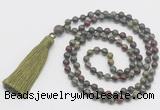 GMN273 Hand-knotted 6mm dragon blood jasper 108 beads mala necklaces with tassel