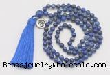 GMN307 Hand-knotted 6mm lapis lazuli 108 beads mala necklaces with tassel & charm