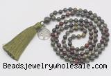 GMN317 Hand-knotted 6mm dragon blood jasper 108 beads mala necklaces with tassel & charm