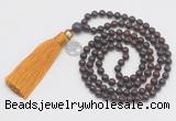 GMN318 Hand-knotted 6mm brecciated jasper 108 beads mala necklaces with tassel & charm