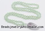 GMN4001 Hand-knotted 8mm, 10mm prehnite 108 beads mala necklace with pendant