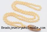 GMN4016 Hand-knotted 8mm, 10mm honey jade 108 beads mala necklace with pendant