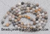 GMN402 Hand-knotted 8mm, 10mm bamboo leaf agate 108 beads mala necklaces