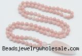 GMN4041 Hand-knotted 8mm, 10mm Chinese pink opal 108 beads mala necklace with pendant