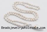 GMN4043 Hand-knotted 8mm, 10mm white howlite 108 beads mala necklace with pendant