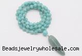 GMN4085 Hand-knotted 8mm, 10mm amazonite 108 beads mala necklace with pendant