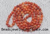 GMN417 Hand-knotted 8mm, 10mm red banded agate 108 beads mala necklaces