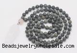 GMN4218 Hand-knotted 8mm, 10mm matte kambaba jasper 108 beads mala necklace with pendant