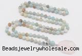 GMN4404 Hand-knotted 8mm, 10mm matte amazonite 108 beads mala necklace with pendant