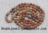 GMN448 Hand-knotted 8mm, 10mm picasso jasper 108 beads mala necklaces