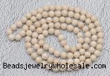 GMN452 Hand-knotted 8mm, 10mm white fossil jasper 108 beads mala necklaces