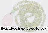 GMN4616 Hand-knotted 8mm, 10mm New jade 108 beads mala necklace with pendant