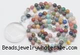 GMN4637 Hand-knotted 8mm, 10mm colorful gemstone 108 beads mala necklace with pendant