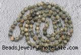 GMN468 Hand-knotted 8mm, 10mm rhyolite 108 beads mala necklaces