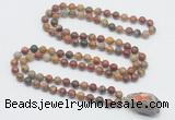 GMN4858 Hand-knotted 8mm, 10mm picasso jasper 108 beads mala necklace with pendant