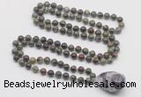 GMN4866 Hand-knotted 8mm, 10mm dragon blood jasper 108 beads mala necklace with pendant