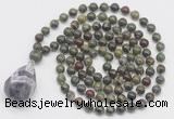 GMN4867 Hand-knotted 8mm, 10mm dragon blood jasper 108 beads mala necklace with pendant