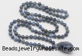 GMN4882 Hand-knotted 8mm, 10mm dumortierite 108 beads mala necklace with pendant