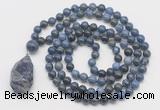 GMN4883 Hand-knotted 8mm, 10mm dumortierite 108 beads mala necklace with pendant