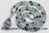 GMN4903 Hand-knotted 8mm, 10mm fluorite 108 beads mala necklace with pendant