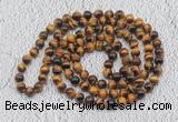 GMN492 Hand-knotted 8mm, 10mm yellow tiger eye 108 beads mala necklaces