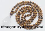 GMN4940 Hand-knotted 8mm, 10mm yellow tiger eye 108 beads mala necklace with pendant