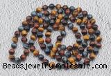 GMN498 Hand-knotted 8mm, 10mm colorful tiger eye 108 beads mala necklaces