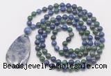 GMN5094 Hand-knotted 8mm, 10mm chrysocolla 108 beads mala necklace with pendant