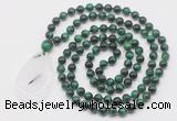 GMN5096 Hand-knotted 8mm, 10mm green tiger eye 108 beads mala necklace with pendant