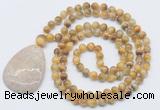 GMN5101 Hand-knotted 8mm, 10mm golden tiger eye 108 beads mala necklace with pendant