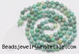 GMN5158 Hand-knotted 8mm, 10mm grass agate 108 beads mala necklace with pendant