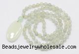 GMN5161 Hand-knotted 8mm, 10mm New jade 108 beads mala necklace with pendant