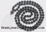 GMN5176 Hand-knotted 8mm, 10mm black tourmaline 108 beads mala necklace with pendant