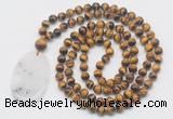 GMN5184 Hand-knotted 8mm, 10mm yellow tiger eye 108 beads mala necklace with pendant