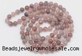 GMN521 Hand-knotted 8mm, 10mm purple strawberry quartz 108 beads mala necklaces