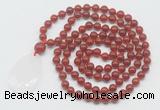 GMN5218 Hand-knotted 8mm, 10mm red agate 108 beads mala necklace with pendant