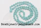 GMN5230 Hand-knotted 8mm, 10mm amazonite 108 beads mala necklace with pendant