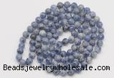 GMN525 Hand-knotted 8mm, 10mm blue spot stone 108 beads mala necklaces